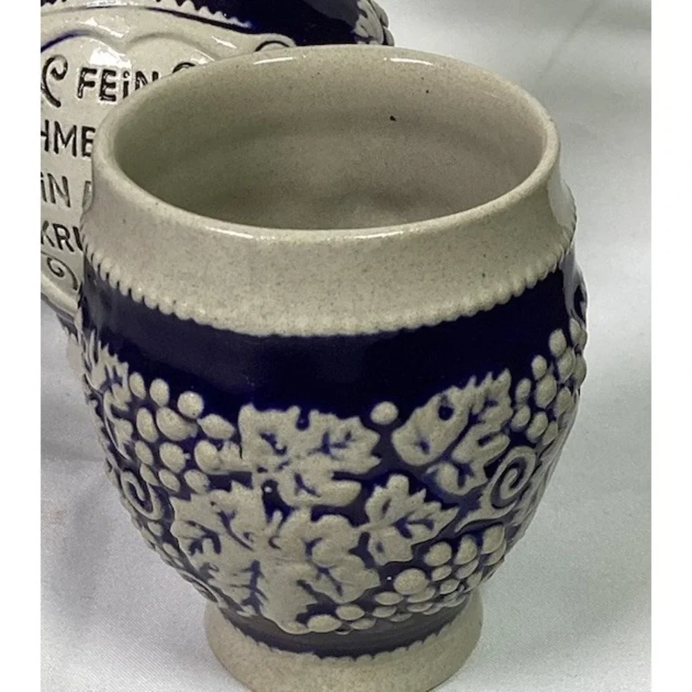 Vintage West Germany Cobalt Blue Salt Glazed Stoneware Wine Jug Lot 5 German
